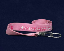 Pink Ribbon awareness custom lanyards