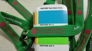 The lanyard’s color doesn’t match Pantone